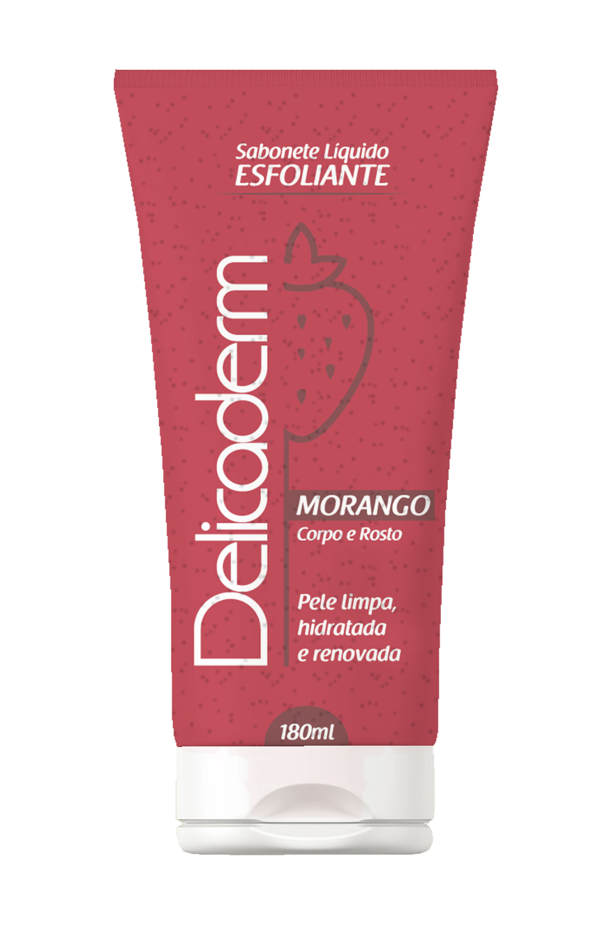 Sabonete Líquido Esfoliante Delicaderm Morango 180ml