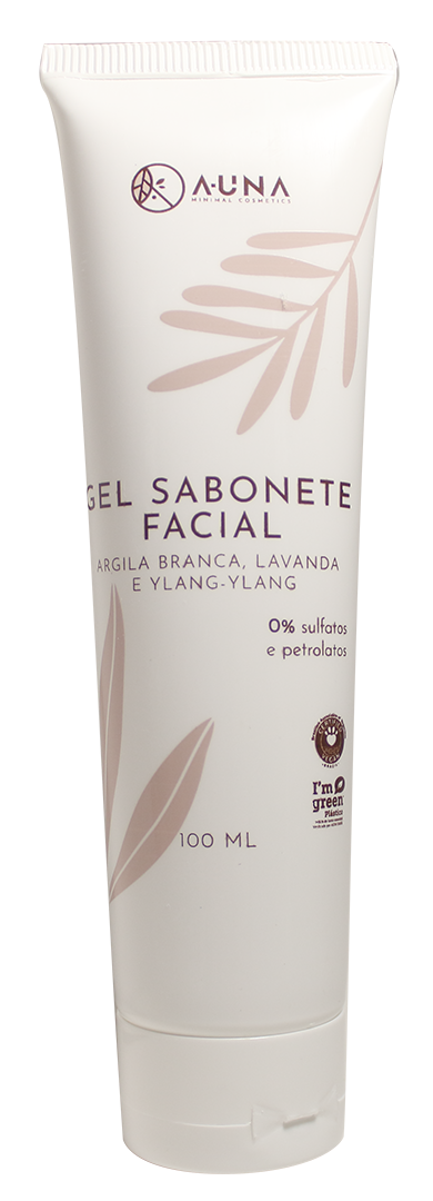 Gel Sabonete Facial A-UNA - com Argila Branca, Lavanda e Ylang-Ylang - 100ml