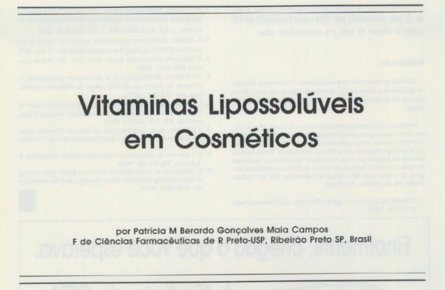 Cosmetoguia - Vitaminas Lipossolúveis em Cosméticos